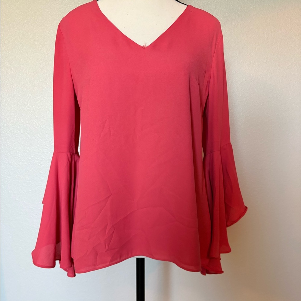 White House Black Market Pink Flare Sleeve Blouse